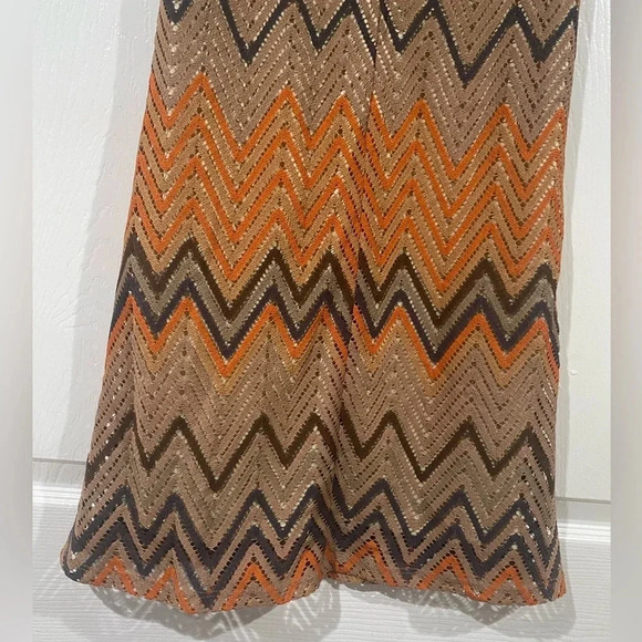 VaVa by Joy Han Size XS Vintage Boho Crocheted Cap Sleeve 70s Brown Tan Orange - Picture 12 of 13